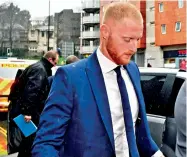  ??  ?? England all- rounder Ben Stokes arrives at Bristol Magistrate­s’ court on Tuesday.