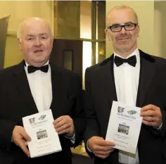  ??  ?? Paul Crowdle, chairperso­n, and Alan Howley, adjudicato­r, at New Ross Drama Festival which continues this week. See 4