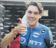  ?? PICTURE: JENNIFER LORENZINI/ LAPRESSE/ AP. ?? THUMBS UP: Australian Ben O’Connor is all smiles after victory in yesterday’s Giro d’Italia stage 17.