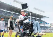  ?? BRIAN CASSELLA/CHICAGO TRIBUNE ?? Steve Gleason, a former New Orleans Saint living with ALS, is honored on Lou Gehrig Day before the game against the San Diego Padres on Wednesday.