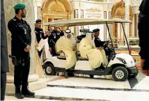  ?? PHOTO: REUTERS ?? Saudi Arabia’s King Salman bin Abdulaziz Al Saud (front seat) arrives to greet US President Donald Trump for his address to the Arab Islamic American Summit in Riyadh.