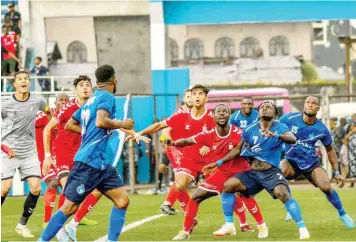  ?? ?? Enyimba players in action during a recent continenta­l game