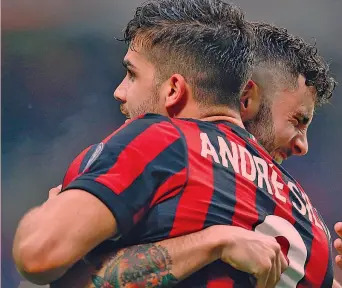  ?? LAPRESSE ?? Patrick Cutrone, 20 anni, cresciuto nel Milan, e André Silva, 22 anni, arrivato dal Porto