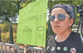  ?? JACQUELYN MARTIN/AP ?? Erin Tinerella protests on Thursday at the Supreme Court in Washington after the court’s decision in West Virginia v. EPA.