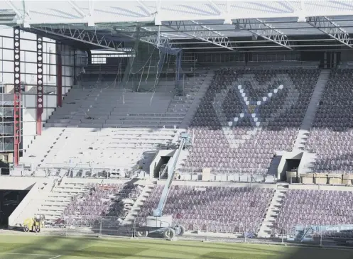  ??  ?? 0 Hearts still hope to have the new main stand ready for the visit of Partick Thistle on Sunday. This picture was taken on 12 November.