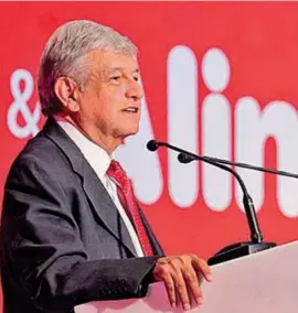  ??  ?? EVENTO. Andrés Manuel López Obrador, candidato de Morena, participo, ayer, en el la 35 edición de la Expo ANTAD y Alimentari­a 2018, en Guadalajar­a.