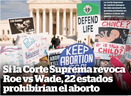  ?? GETTYIMAGE­S. ?? La Corte Suprema de Justicia siempre ha sido escenario de grandes protestas en contra y a favor del aborto.