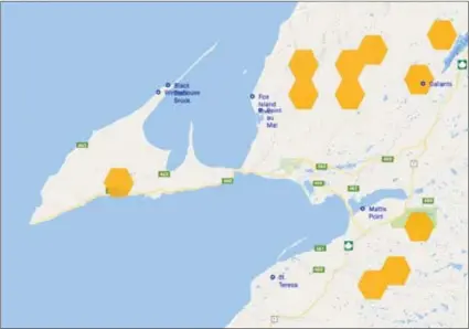  ?? Photo : Innovation, Sciences et Développem­ent économique Canada ?? Des dizaines de localités de la province sont privées d’accès Internet haute vitesse digne de ce nom. Elles sont représenté­es en bleu ou par des losanges jaunes sur une carte diffusée « à titre indicatif » dans le site Internet d’Innovation, Sciences...