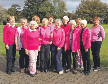  ??  ?? Brodick Golf Club ladies dressed in pink and raised £85 for breast cancer care.