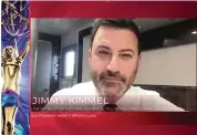  ?? Invision for the Television Academy/AP ?? Jimmy Kimmel, shown accepting an award during the 2020 Creative Arts Emmy Awards, will host the Emmy Awards ceremony Sept. 20.