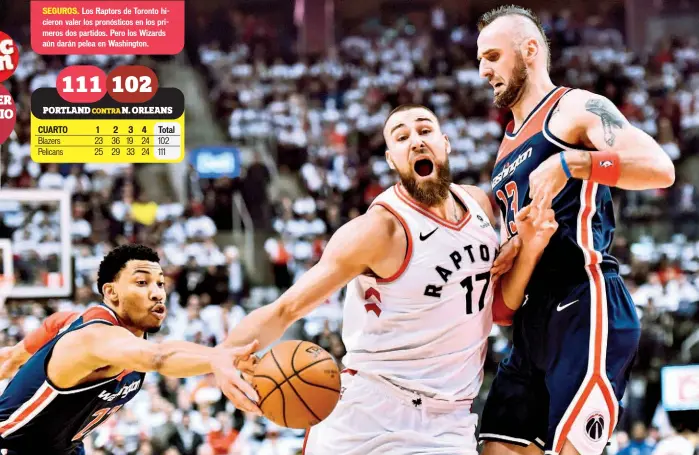  ??  ?? SEGUROS. Los Raptors de Toronto hicieron valer los pronóstico­s en los primeros dos partidos. Pero los Wizards aún darán pelea en Washington.