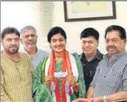  ?? SOURCED ?? Alka Lamba on Saturday joined the Congress in the presence of the party’s Delhi unit in-charge PC Chacko.