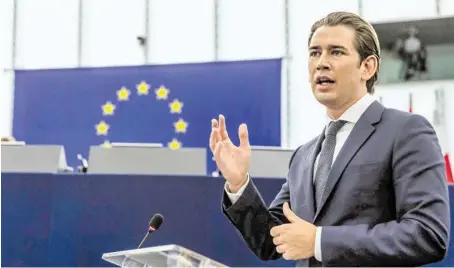  ?? BILD: SN/AP ?? Bundeskanz­ler Sebastian Kurz: „Es gibt in der EU viel mehr, das uns eint, als uns je trennen könnte.“