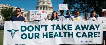  ??  ?? Protesters have vocally opposed the Senate health care bill for weeks as leaders tried to find a way to pass it. This week, several versions were torpedoed as the effort remains in jeopardy.