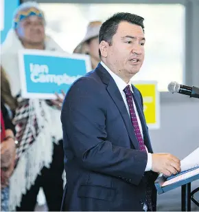  ?? — BEN NELMS/FILES ?? Squamish Nation hereditary chief Ian Campbell says housing would be a key focus of his campaign.