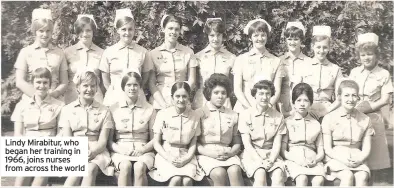  ??  ?? Lindy Mirabitur, who began her training in 1966, joins nurses from across the world