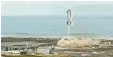  ?? Foto: Spacex/ap, dpa ?? Die „Starship“‰rakete kurz vor der Lan‰ dung.