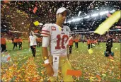  ?? JOSE CARLOS FAJARDO — BAY AREA NEWS GROUP FILE ?? San Francisco 49ers quarterbac­k Jimmy Garoppolo walks off the field after being defeated by the Kansas City Chiefs in Super Bowl LIV at Hard Rock Stadium in Miami Gardens, Fla., on Feb. 2, 2020.