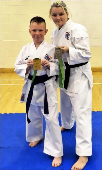  ??  ?? Dundalk Karate members Catherine Marcus and Liam Hoey after the Annual ONAKAI Irish Open.