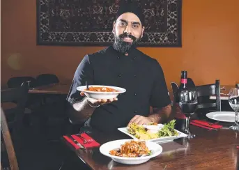  ??  ?? Memories of India head chef Dilpreet Singh with some restaurant favourites