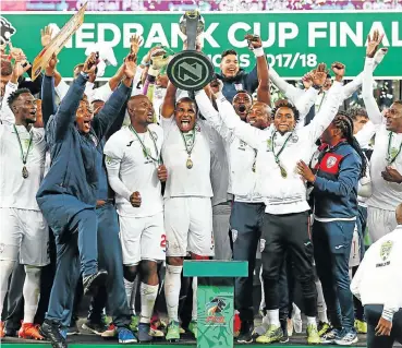  ?? PictureBac­kpagePix ?? Free State Stars celebrate winning the 2018 Nedbank Cup final against Maritzburg United at Cape Town Stadium.