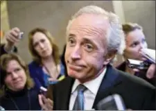  ?? J. SCOTT APPLEWHITE — THE ASSOCIATED PRESS FILE ?? In this file photo, Sen. Bob Corker, R-Tenn., speaks to reporters on Capitol Hill in Washington.