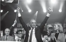  ?? RAFAEL YAGHOBZADE­H/AP ?? Presidenti­al candidate Eric Zemmour holds his first campaign rally north of Paris. Zemmour has drawn comparison­s to former U.S. President Donald Trump.