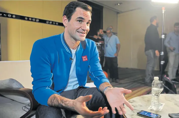  ?? ARIEL GRINBERG ?? Su Majestad. Roger Federer dijo: “No estoy con el mismo ánimo todos los días, pero trabajo e intento ser la mejor persona que puedo. Siendo respetuoso con todos”.