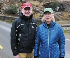  ??  ?? Tourists Todd Fonner and his mother Beverly from Connecticu­t at the Gap of Dunloe. Photo: Frank McGrath