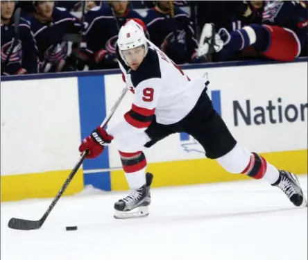  ?? THE ASSOCIATED PRESS ?? FILE - In this file photo, New Jersey Devils’ Taylor Hall plays against the Columbus Blue Jackets during an NHL hockey game in Columbus, Ohio. Hall is one of about a dozen players in the NHL MVP race.