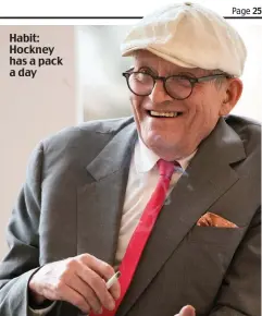  ??  ?? Habit: Hockney has a pack a day