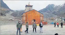  ?? PTI ?? A view of Kedarnath shrine in Rudrapraya­g.