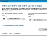  ??  ?? Bei knappem Speicherpl­atz auf C: kann das Update einen externen Speicher nutzen.