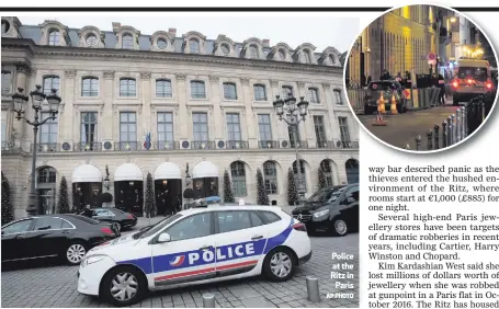  ?? AP PHOTO ?? Police at the Ritz in
Paris