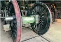  ?? BR CLASS 8 STEAM LOCOMOTIVE TRUST ?? One of the driving wheelsets for Duke of Gloucester following the fitting of new tyres at South Devon Railway Engineerin­g.