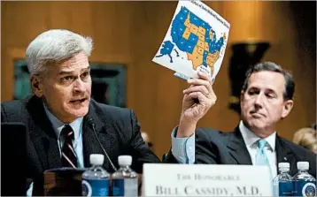  ?? SAUL LOEB/GETTY-AFP ?? Sen. Bill Cassidy, R-La., testifies Monday before the Senate Finance Committee in defense of his bill to repeal Obamacare.