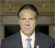  ?? OFFICE OF THE NY GOVERNOR VIA AP ?? In this image taken from video provided by Office of the NY Governor, New York Gov. Andrew Cuomo makes a statement on a pre-recorded video released, Tuesday, Aug. 3, 2021, in New York. An investigat­ion into New York Gov. Andrew Cuomo has found that he sexually harassed multiple current and former state government employees. State Attorney General Letitia James announced the findings Tuesday.