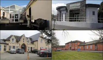  ??  ?? Clockwise from top left: Moyne Nursing Home, Enniscorth­y; Wygram Nursing Home, Wexford; New Ross Community Hospital and Middletown House Nursing Home in Courtown