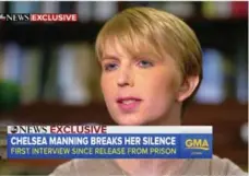  ?? ABC NEWS ?? Chelsea Manning says that she takes full responsibi­lity for her actions. “I have a responsibi­lity to the public,” she told ABC News.