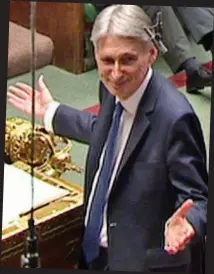  ??  ?? Cocky? Philip Hammond during his speech