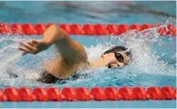  ?? AP ?? Katie Ledecky swims on her way to win 800m freestyle. —