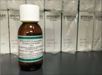  ?? KATHY YOUNG — THE ASSOCIATED PRESS FILE ?? This photo shows GW Pharmaceut­icals’ Epidiolex, a medicine made from the marijuana plant but without THC. On Thursday a panel of Food and Drug Administra­tion health advisers recommende­d approval of the drug, moving the closely watched medication closer...