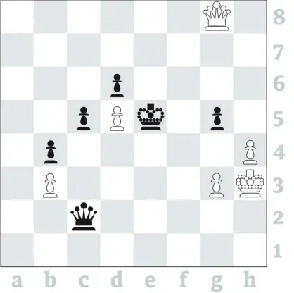  ??  ?? 3654: Stefano Tatai v Sergio Mariotti, Rome 1972. Queen and four pawns each, so seemingly anybody’s game, but can you find a winning move for Black (to play)?