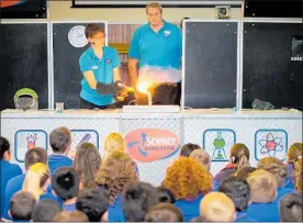  ??  ?? Science Roadshow staff put on the Fire and Ice show.