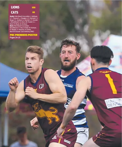  ?? Picture: AAP IMAGE ?? Jonathan Croad gets it moving forward in the Lions’ win over the Cats at Yeronga on Saturday.