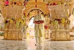  ?? ?? India's Prime Minister Narendra Modi walking into the Ram temple to officially consecrate the temple in Ayodhya in India's Uttar Pradesh state. AFP