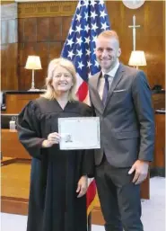  ?? CONTRIBUTE­D PHOTOS ?? Right: Nugent (right) was sworn in as a U. S. citizen last Wednesday at the federal courthouse.