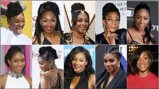  ?? THE ASSOCIATED PRESS ?? This combinatio­n photo shows various hairstyles worn by actress-comedian Tiffany Haddish. Haddish recalls leaving the set of a big-budget movie in tears in search of someone who could properly do her hair.
