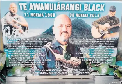  ?? ?? The headstone that has been unveiled for former Nga¯ ti Pu¯ kenga leader Awanui Black.