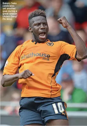  ?? ?? Bakary Sako celebrates yet another goal during a great season (Adam Davy/ PA Wire)